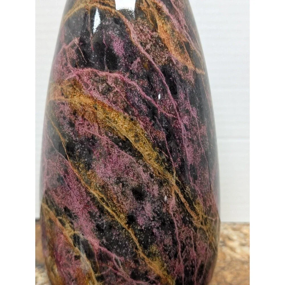 Vintage Taiwanese 7- Color Rainbow Jade Stone Vase Polished  Finish - 8.5
